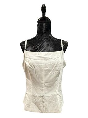Fashion Nova Cream Square-Neck Braided Strap Cami